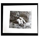 Beautiful Black and White Framed Photographic Print Older Man and Dog