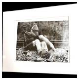 Beautiful Black and White Framed Photographic Print Older Man and Dog