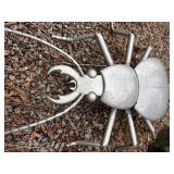 Yard Decor Large Silver Colored Beatle Figurine