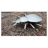 Yard Decor Large Silver Colored Beatle Figurine