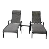Two Outdoor Lounge Chairs and Small Table
