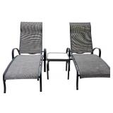 Two Outdoor Lounge Chairs and Small Table