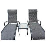 Two Outdoor Lounge Chairs and Small Table