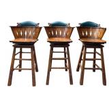 Set of Three Vintage Wooden Barstools (Similar Stools Featured in Caddyshack)