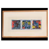 Framed Colored Triptych Serigraph