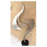 Contemporary Abstract Brutalist Metal Table Sculpture on Marble by Cascu, 1996