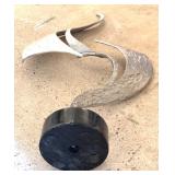 Contemporary Abstract Brutalist Metal Table Sculpture on Marble by Cascu, 1996