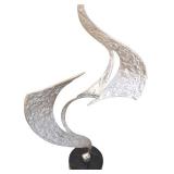 Contemporary Abstract Brutalist Metal Table Sculpture on Marble by Cascu, 1996