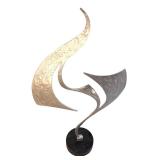 Contemporary Abstract Brutalist Metal Table Sculpture on Marble by Cascu, 1996