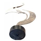 Contemporary Abstract Brutalist Metal Table Sculpture on Marble by Cascu, 1996