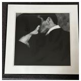Black and White Framed Print Woman and Man Kissing