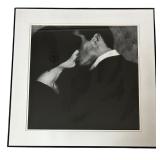 Black and White Framed Print Woman and Man Kissing