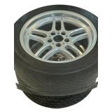 Unique Coffee Table Made with Tires and Glass Top