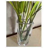 Gorgeous Vintage Faux Foliage in Glass Signed Glass Vase