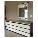 Postmodern Rougier High Gloss White Six Drawer Lacquered Dresser with Mirror