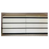 Postmodern Rougier High Gloss White Six Drawer Lacquered Dresser with Mirror