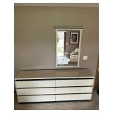Postmodern Rougier High Gloss White Six Drawer Lacquered Dresser with Mirror