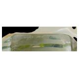 Gorgeous Vintage Faux Foliage in Glass Signed Glass Vase