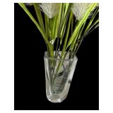 Gorgeous Vintage Faux Foliage in Glass Signed Glass Vase