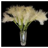 Gorgeous Vintage Faux Foliage in Glass Signed Glass Vase