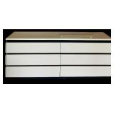 Postmodern Rougier High Gloss White Six Drawer Lacquered Dresser with Mirror