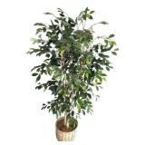Vickerman Green Artificial Tall Ficus Tree with Woven Pot