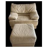 Oversized Natuzzi Leather Italian Chair and Ottoman