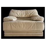 Oversized Natuzzi Leather Italian Chair and Ottoman