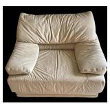 Oversized Natuzzi Leather Italian Chair and Ottoman