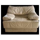 Oversized Natuzzi Leather Italian Chair and Ottoman