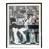 Vintage Framed Print "Half Moon Diner" by Gene Frances with Certificate of Authenticity