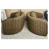 Pair of Vintage Upholstered Barrel Chairs