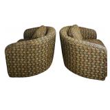 Pair of Vintage Upholstered Barrel Chairs