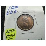 1909 VDB AU+ Red Lincoln Cent