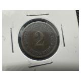 1874 & 1875 German Pfennig Coins, Lightly Circulated - Very Good Condition