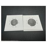 1874 & 1875 German Pfennig Coins, Lightly Circulated - Very Good Condition