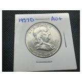 1957 D AU+ Franklin Half Dollar
