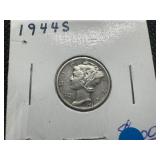 1944 AU Mercury Dime