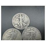 (3) Mid Minus Walking Liberty Halves