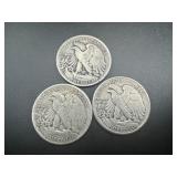(3) Mid Minus Walking Liberty Halves