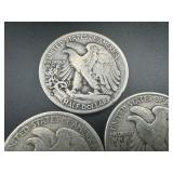 (3) Mid Minus Walking Liberty Halves