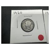 (2) Mid Grad Mercury Dimes, 1918D and 1920