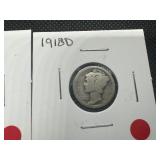 (2) Mid Grad Mercury Dimes, 1918D and 1920