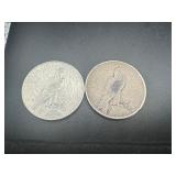 (2) Mid Grade Peace Dollars, 1922D and 1923D