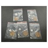(5) Nicer Wheat Cents, 13D, 15D, 21S, 25D, 32