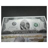 (2) 1st Term President Trump Memorial Bills, Rarer 1st Term Memorabilia Gold/Silver Embossed