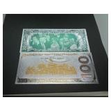 (2) 1st Term President Trump Memorial Bills, Rarer 1st Term Memorabilia Gold/Silver Embossed