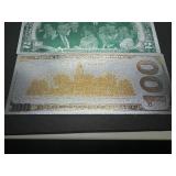 (2) 1st Term President Trump Memorial Bills, Rarer 1st Term Memorabilia Gold/Silver Embossed