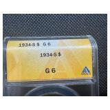 1934 S key Date Anacs Graded Peace Dollar