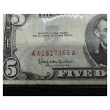 1963 Red Seal $5 Dollar Bill